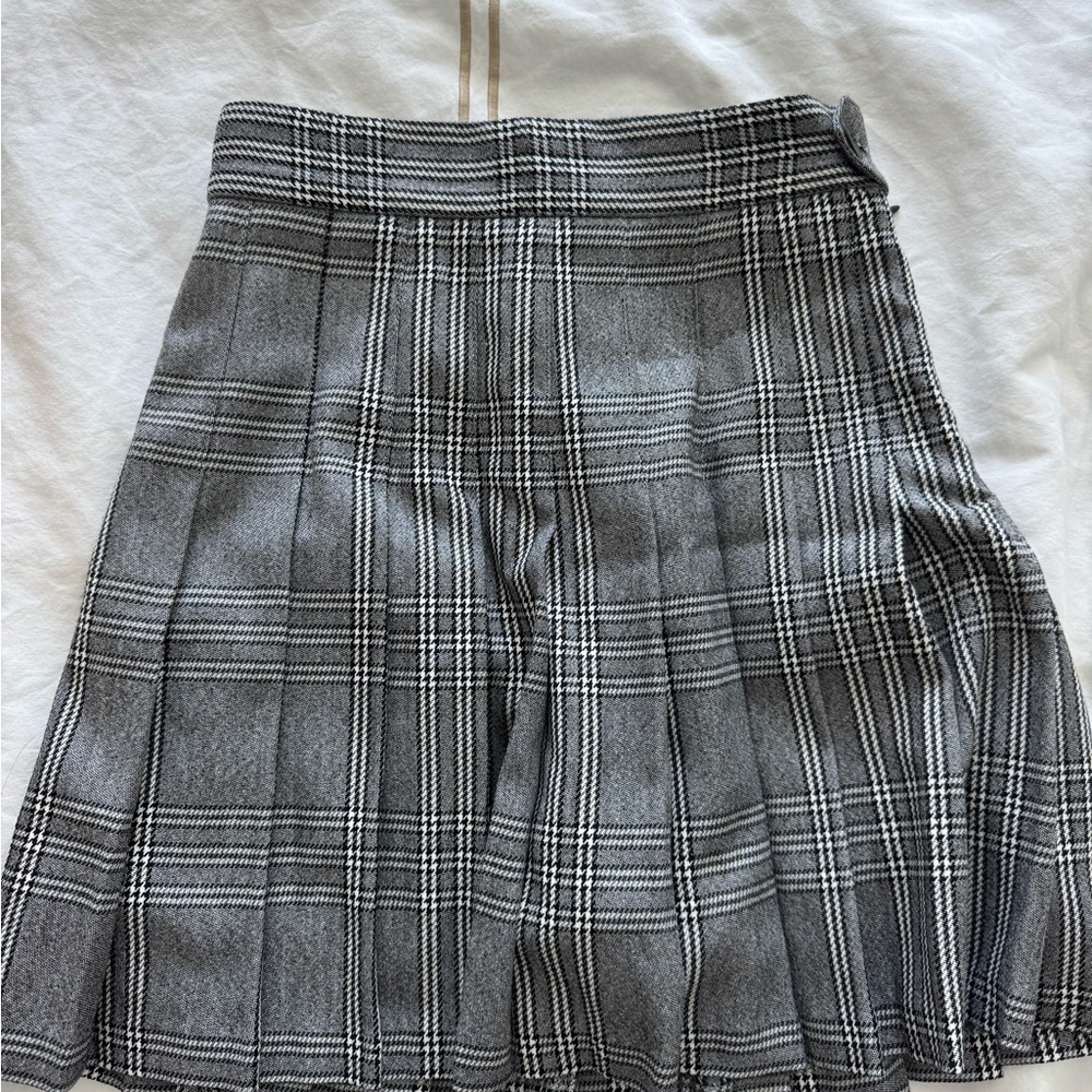 Maje Gray Pleated A-Line Mini Skirt for Work